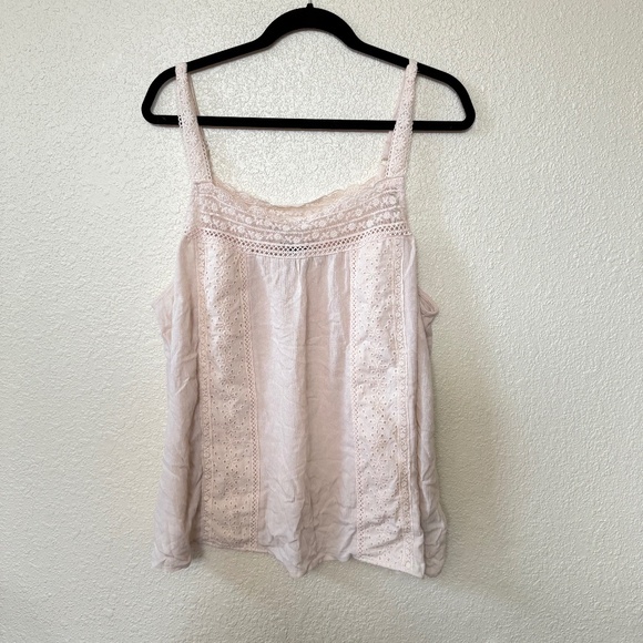 Torrid Cream Lightweight Brushed Cotton Tank Top with Lace Trim Size 1X - Picture 1 of 11